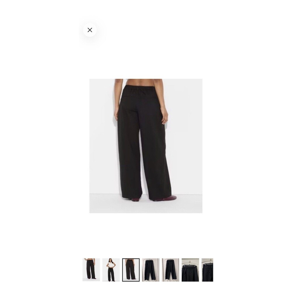Wild Fable Women’s Black Mid Rise Waist Tie Slouchy Wide Leg Trousers Size S - Picture 3 of 16